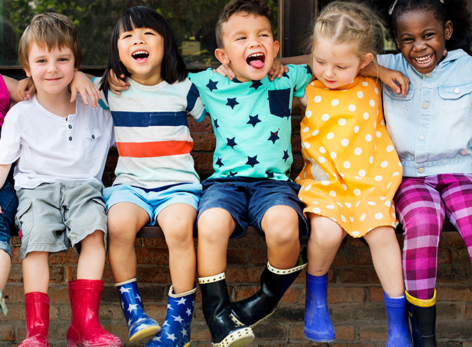 Group of children smiling